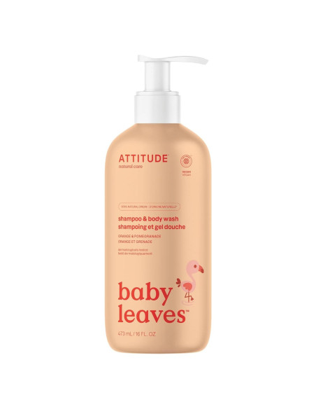 Champú y Gel de Baño 2 en 1 ATTITUDE Bebé 473 ml Naranja y Granada