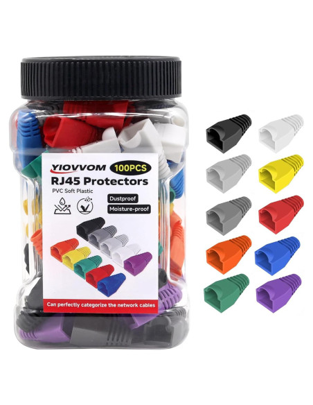 Conectores Ethernet RJ45 con Botas de Alivio YIOVVOM 100 Piezas