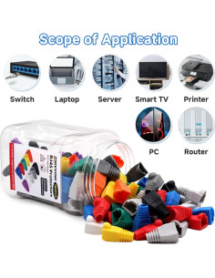 Conectores Ethernet RJ45 con Botas de Alivio YIOVVOM 100 Piezas 2