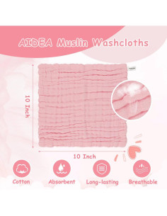 Paños de Baño AIDEA 100% Algodón Muselina 10 Piezas 25.4cm 2