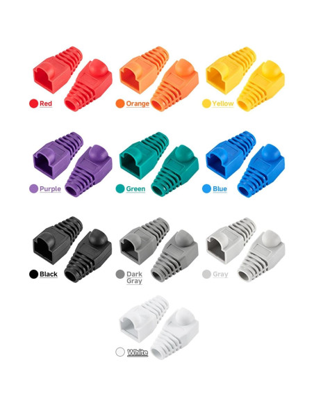 Conectores Ethernet RJ45 con Botas de Alivio YIOVVOM 100 Piezas