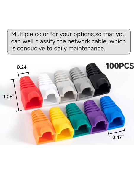 Conectores Ethernet RJ45 con Botas de Alivio YIOVVOM 100 Piezas