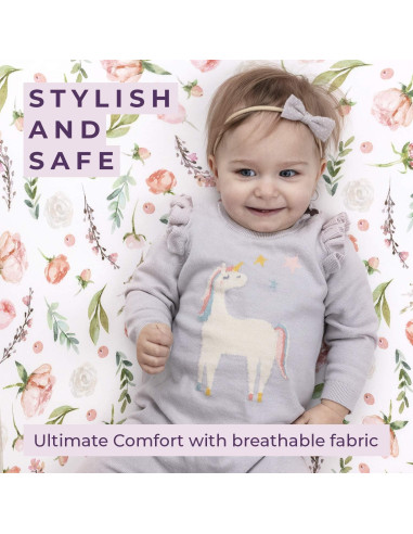 Pobibaby - Paquete de 2 Sábanas Ajustadas para Cuna Floral