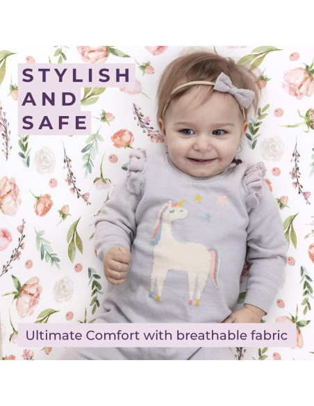 Pobibaby - Paquete de 2 Sábanas Ajustadas para Cuna Floral