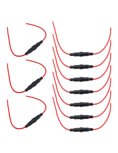 10 Soportes de Fusible Inline DiGiYes 5x20mm 22AWG 23cm