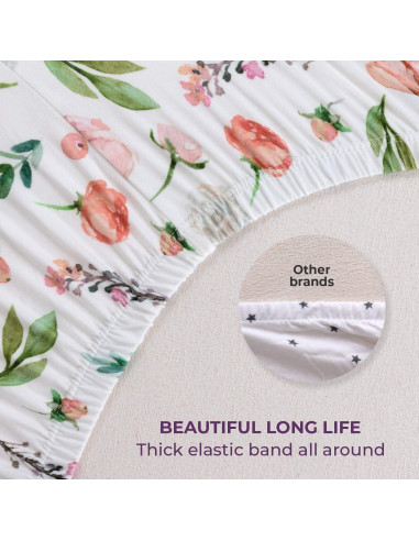 Pobibaby - Paquete de 2 Sábanas Ajustadas para Cuna Floral