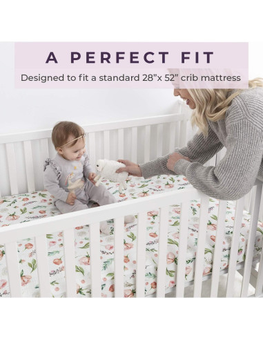 Pobibaby - Paquete de 2 Sábanas Ajustadas para Cuna Floral