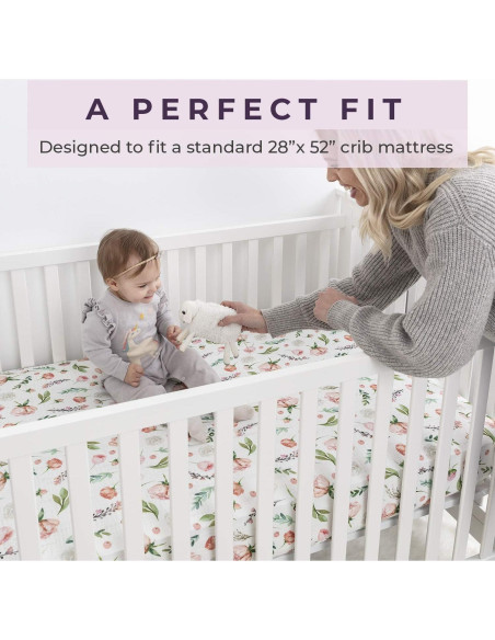 Pobibaby - Paquete de 2 Sábanas Ajustadas para Cuna Floral