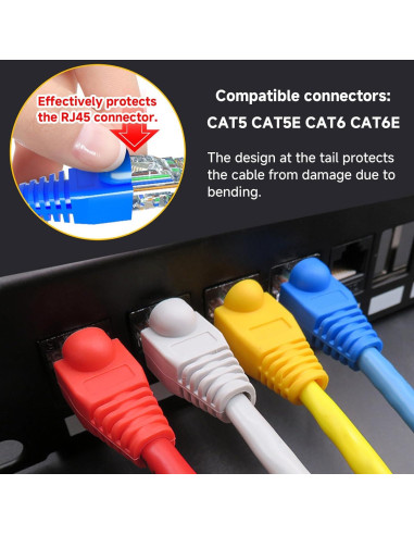 Conectores Ethernet RJ45 con Botas de Alivio YIOVVOM 100 Piezas