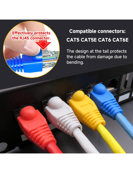 Conectores Ethernet RJ45 con Botas de Alivio YIOVVOM 100 Piezas