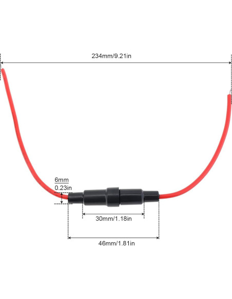 10 Soportes de Fusible Inline DiGiYes 5x20mm 22AWG 23cm