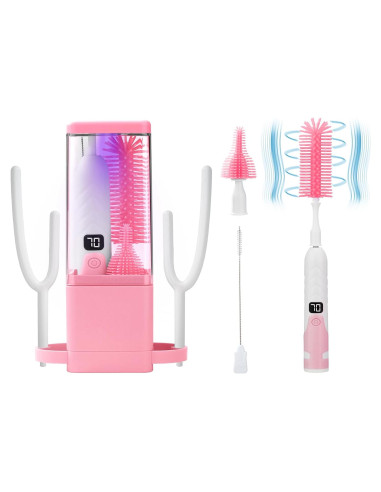 Limpiador Eléctrico de Botellas QCBF 8 en 1 Rosa