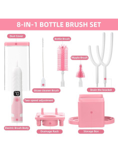 Limpiador Eléctrico de Botellas QCBF 8 en 1 Rosa 2