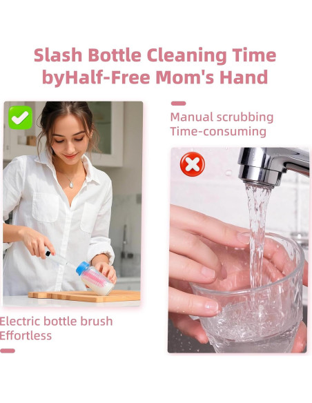 Limpiador Eléctrico de Botellas QCBF 8 en 1 Rosa