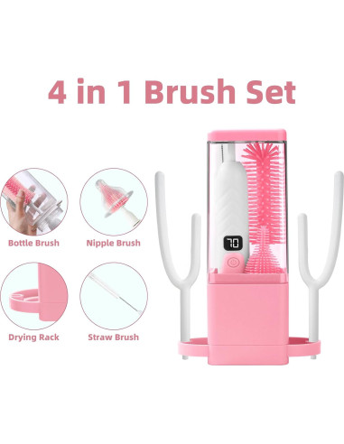 Limpiador Eléctrico de Botellas QCBF 8 en 1 Rosa