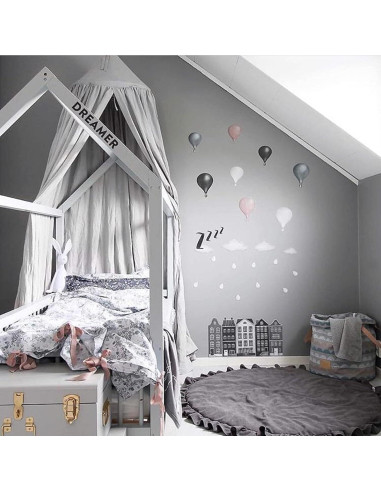 Alfombra de Juego Redonda ABREEZE Algodón 1.0m Gris Claro