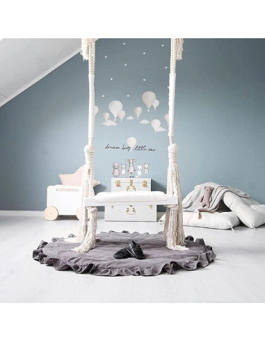 Alfombra de Juego Redonda ABREEZE Algodón 1.0m Gris Claro