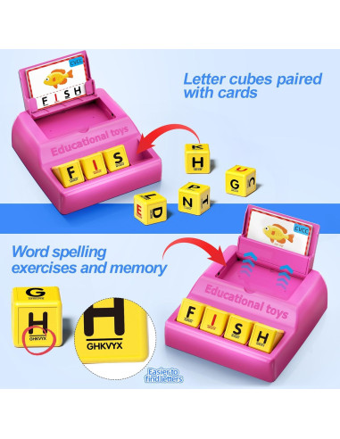 Juego de Emparejamiento de Letras Montessori HOPEEYE Rosa Grande
