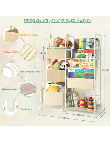 Estantería Montessori Ekero 4 Niveles para Libros y Juguetes