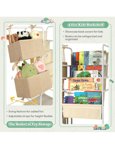 Estantería Montessori Ekero 4 Niveles para Libros y Juguetes