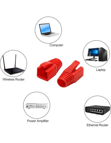 Bota de Alivio de Tensión RJ45 WQAPVHBG para Cables CAT6 a CAT8 - Paquete de 100