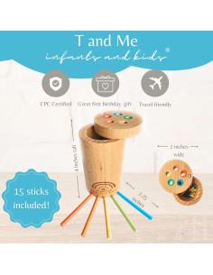Palitos de Inserción Montessori T y Yo - Juguete Educativo 1-3 Años 2