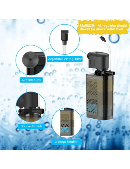 Filtro de Acuario VCRAZE QF-188 3 Etapas 40-70 Galones