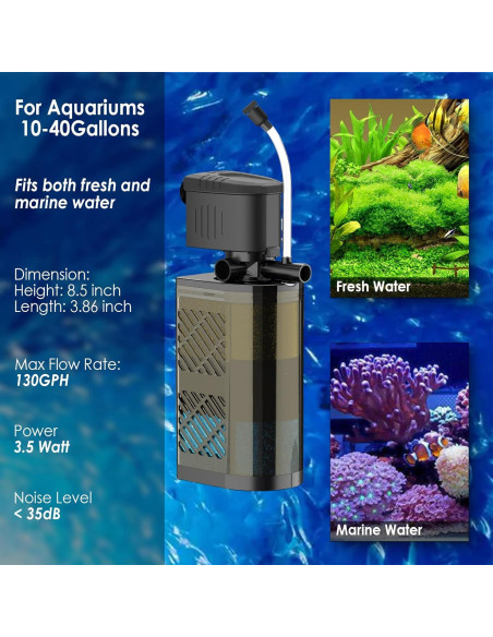 Filtro de Acuario VCRAZE QF-188 3 Etapas 40-70 Galones