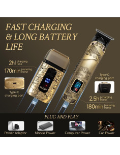 Afeitadora eléctrica para hombres Aikeer OD-912, impermeable y USB 2