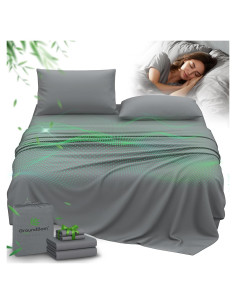 Juego de Sábanas Rey GroundBam 100% Viscosa Orgánica Plata