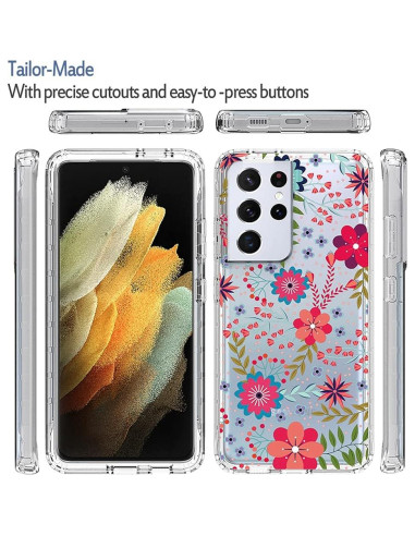 Funda Protectora Floral para Samsung Galaxy S21 Ultra 5G