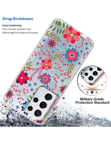 Funda Protectora Floral para Samsung Galaxy S21 Ultra 5G