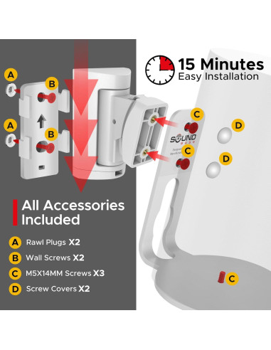 Soporte de Pared Soundbass para Sonos ERA100, Blanco, Ajustable