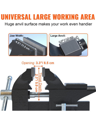 Prensa de Banco VEVOR 11.5 cm Hierro Fundido Multifuncional