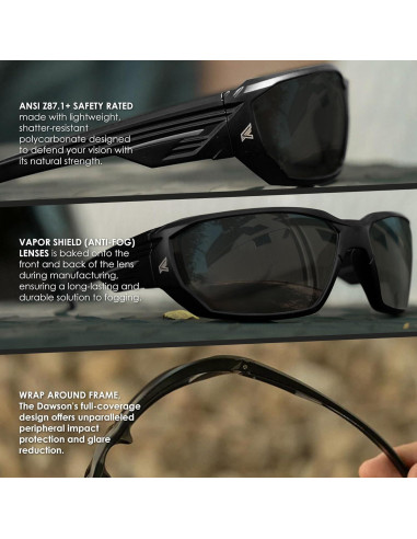 Gafas de Seguridad Anti Vapor Edge Dawson Negro UV 99.9%