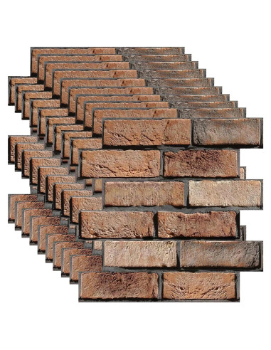 Paneles de Pared 3D Autoadhesivos Veczom Ladrillo Rojo 10 Piezas