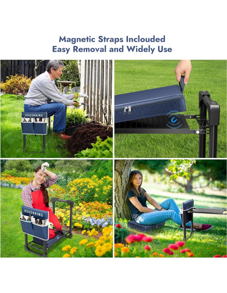 Taburete de Jardín VOUSKKING 2 en 1 con Almohadilla Gruesa
