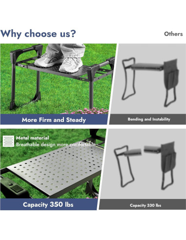 Taburete de Jardín VOUSKKING 2 en 1 con Almohadilla Gruesa