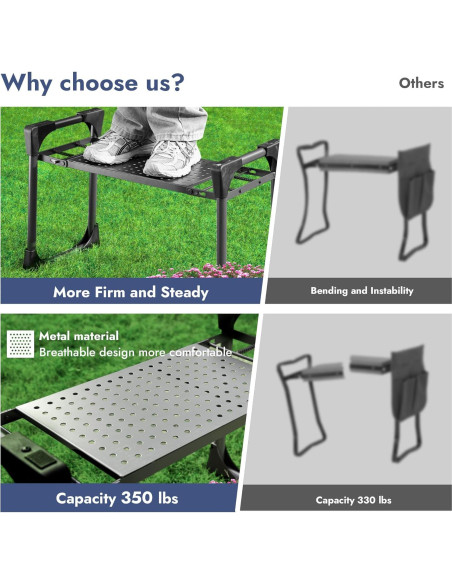 Taburete de Jardín VOUSKKING 2 en 1 con Almohadilla Gruesa