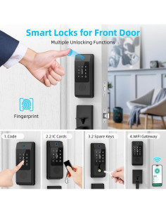 Cerradura Inteligente Miuedo con Manija y WiFi, Huella Dactilar 2