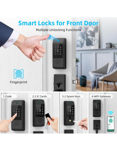 Cerradura Inteligente Miuedo con Manija y WiFi, Huella Dactilar