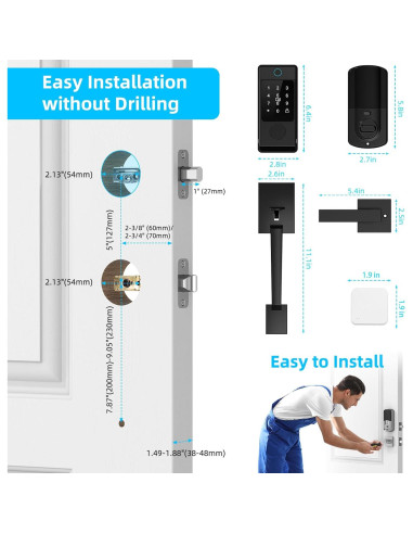 Cerradura Inteligente Miuedo con Manija y WiFi, Huella Dactilar