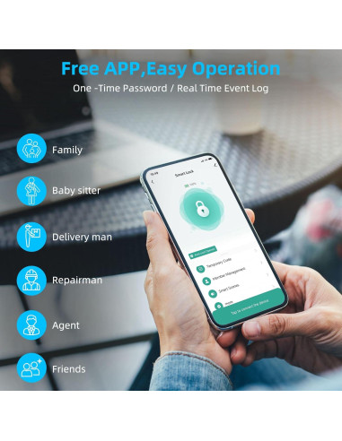 Cerradura Inteligente Miuedo con Manija y WiFi, Huella Dactilar