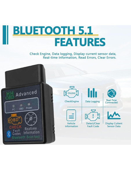 Escáner OBD2 Inalámbrico Bluetooth KEVWR para Automóvil