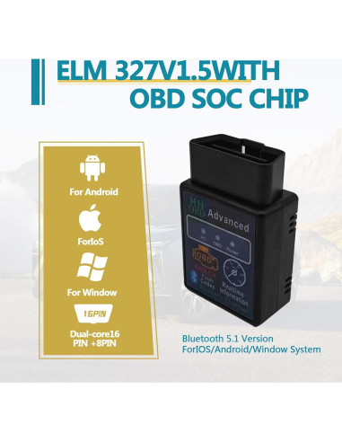 Escáner OBD2 Inalámbrico Bluetooth KEVWR para Automóvil