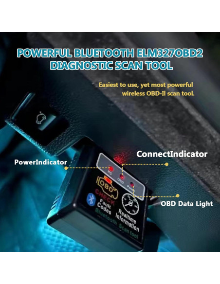 Escáner OBD2 Inalámbrico Bluetooth KEVWR para Automóvil