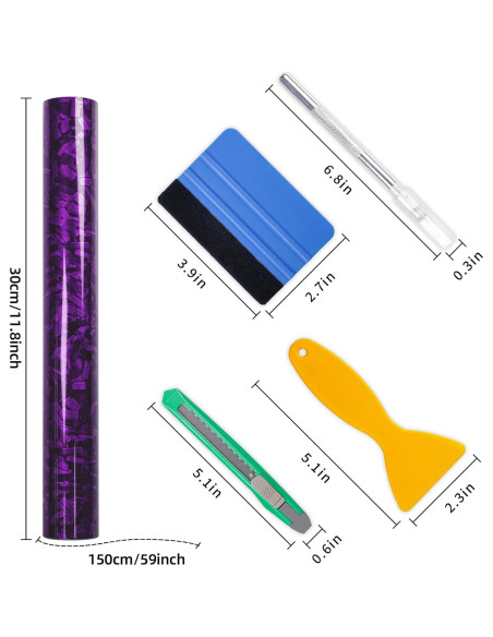 Envoltura de Vinilo Lypumso Carbono Forjado 1.5m Púrpura