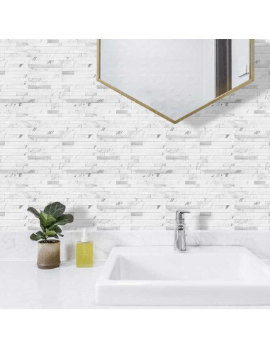 Baldosas Autoadhesivas AULIGET 20 Hojas PVC Mármol Blanco