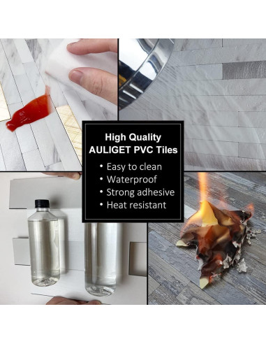 Baldosas Autoadhesivas AULIGET 20 Hojas PVC Mármol Blanco