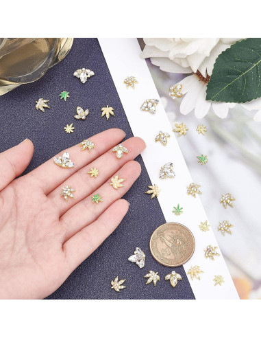 35 Piezas Accesorios para Uñas Arricraft - Rhinestones Hoja de Arce